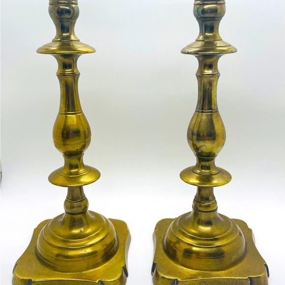 Vintage Large Brass Candlestick Pair, 12 in tall​ - Picture 3 of 3